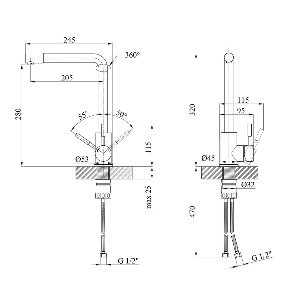 Змішувач для кухні Kroner KRP Edelstahl Klassisch - ESG034 сатин Київ - фото 2