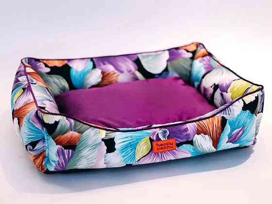 Лежак для собак и котов Happy Peppy (Хэппи Пеппи) Flowerbed 45х60 см, Фиолетовый Запорожье