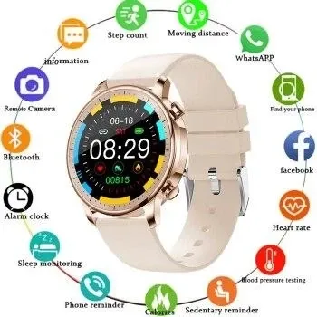 Смарт годинник Colmi V23 PRO Gold з тонометром, термометром і пульсометром, жіночий розумний годинник IP67 золотий Київ