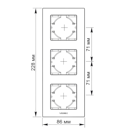 BINERA чорний алюміній Рамка вертикальна 3-а Videx Житомир - фото 4