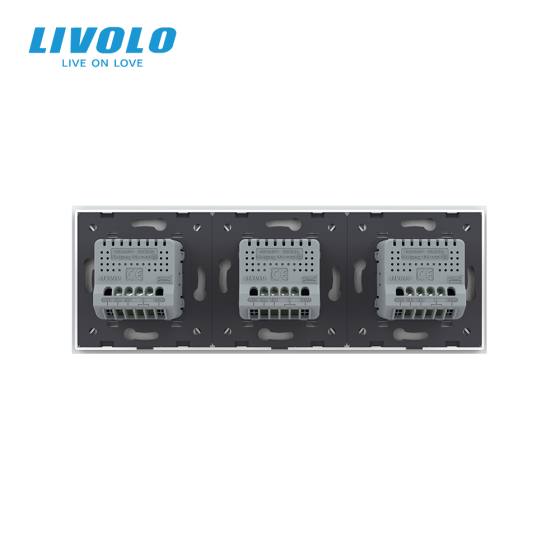 LIVOLO Сенсорний прохідний/перехресний вимикач 6 сенсорів (2-2-2) LIVOLO білий матове скло Коломия