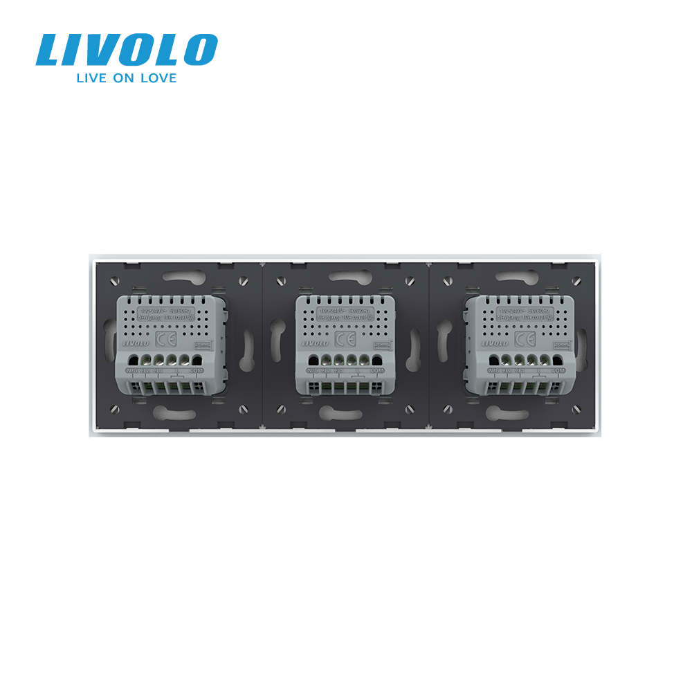 LIVOLO Сенсорний прохідний/перехресний вимикач 6 сенсорів (2-2-2) LIVOLO білий матове скло Коломия - фото 5