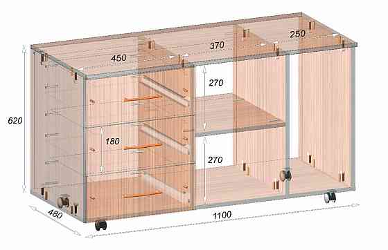 Тумба офисная ТМО-3, Белый, 1100/480/620 Львов