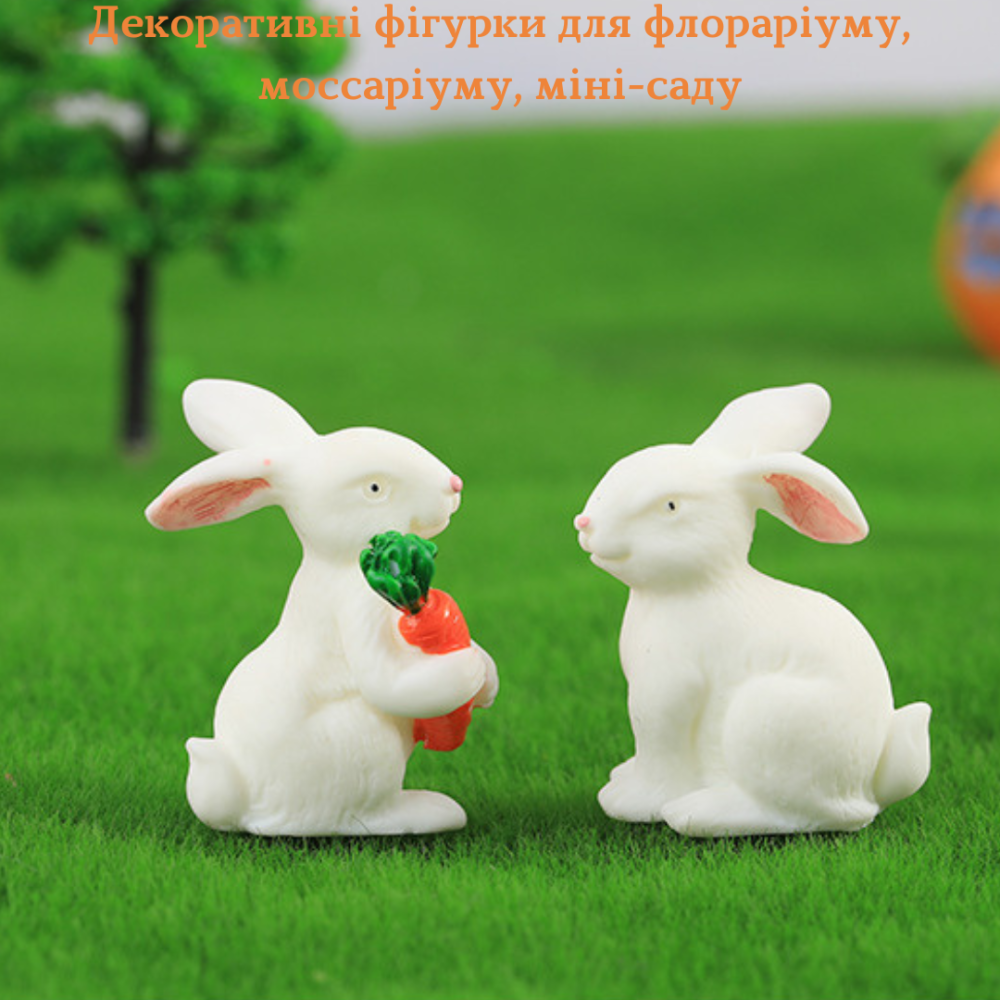 Набор Пасхальных декоративных фигурок Зайчики для флорариума, мини-сада, кашпо, микроландшафта 6 шт Одесса - изображение 2