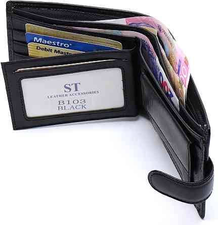 Стильне шкіряне портмоне ST Leather В 103 Чорний Київ
