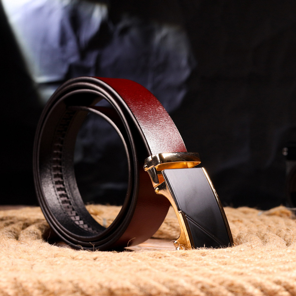 Двусторонний ремень для мужчин из натуральной кожи Vintage 21479 Коричневый Киев - изображение 8