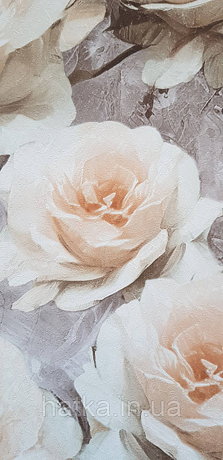 Обои виниловые на флизелине Sintra Adria метровые цветы розы крупные бежевые терракотовые коричневые Киев - изображение 3