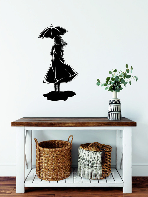 Декоративне настінне Панно «Дівчина з парасолькою», Декор на стіну 90*46 см, Чорний Київ - фото 7