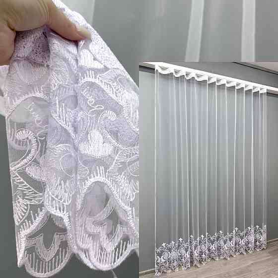 Тюль VR-Textil 1820т Фатин с вышивкой Белый 300х270 см (42-0803) Киев