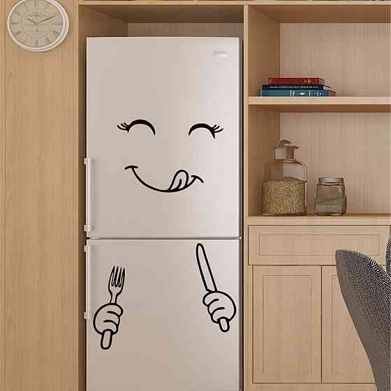 Наклейка на холодильник Смайлик 20 на 30 см чорний Київ