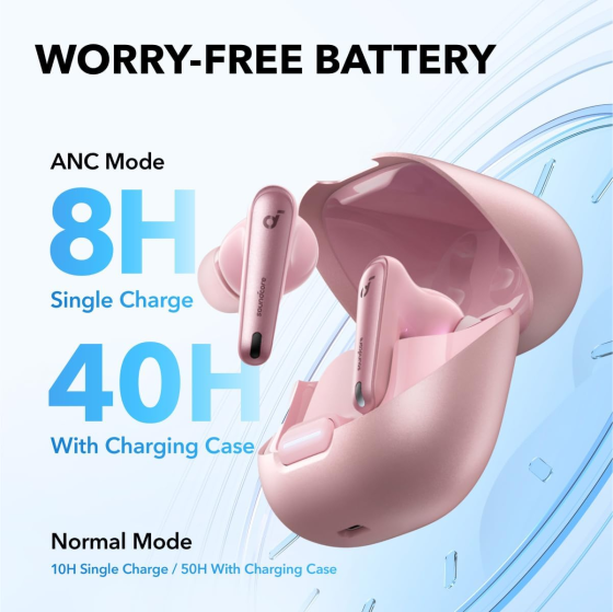TWS наушники Soundcore Liberty 4 NC by Anker розовые, LDAC, ANC 98,5%, 6 микрофонов, Bluetooth 5.3, до 50 ч Киев