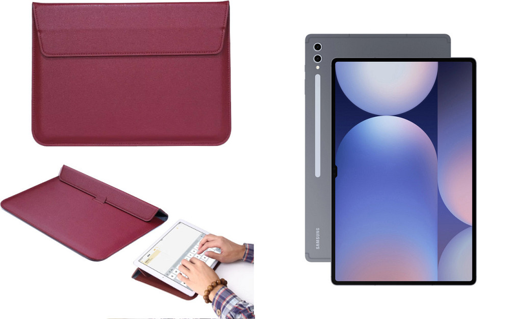 Чохол-конверт VitoCase для Samsung Galaxy Tab S10+, S10 Ultra 5G, з функцією підставки для планшета Бордовий Київ - фото 1