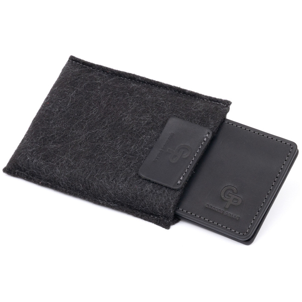 Стильный зажим для денег без застежки GRANDE PELLE 11294 Черный Киев - изображение 5