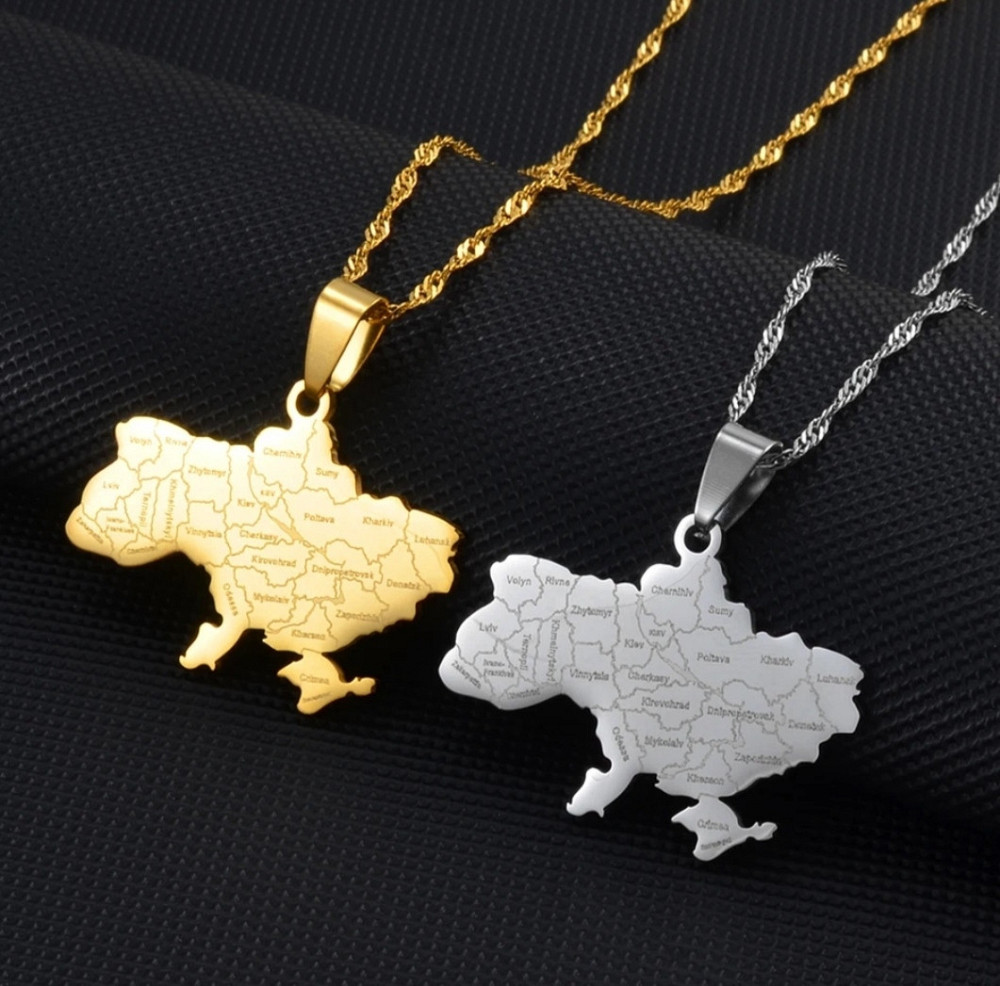 Кулон з ланцюжком "Україна з областями" Сміла - фото 1