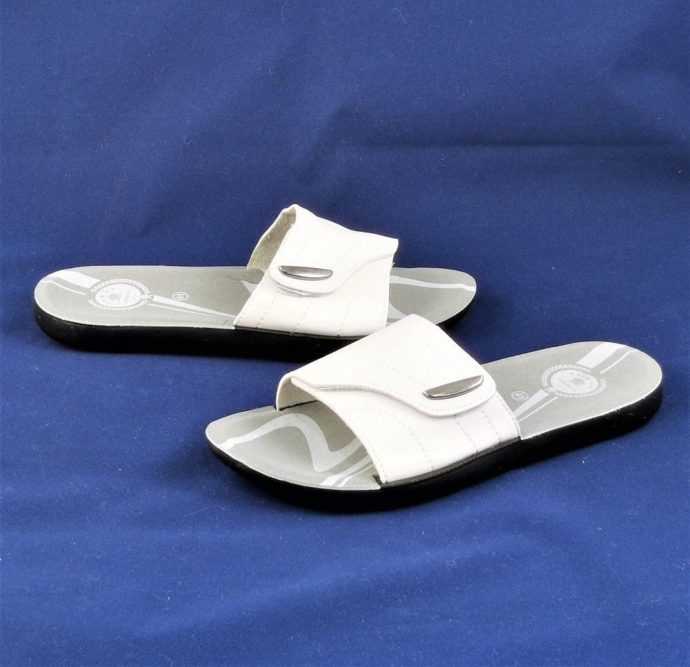 Мужские Шлёпанцы Тапочки Кожаные Белые Сланцы на Липучке (размеры: 45,46) Днепр - изображение 2