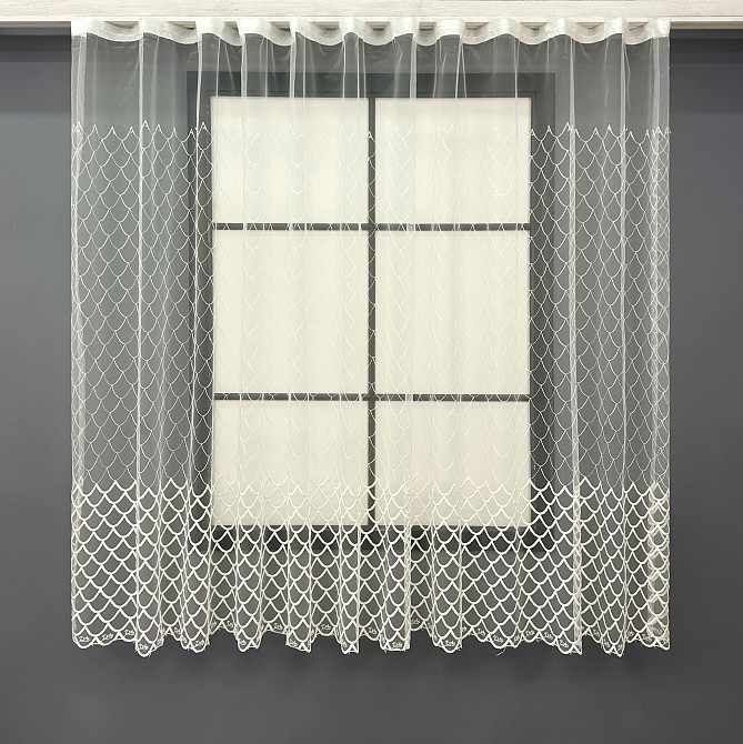 Тюль VR-Textil 1893т Фатин с вышивкой и люрексом Бежевый 400х150 см (42-1072) Киев - изображение 1