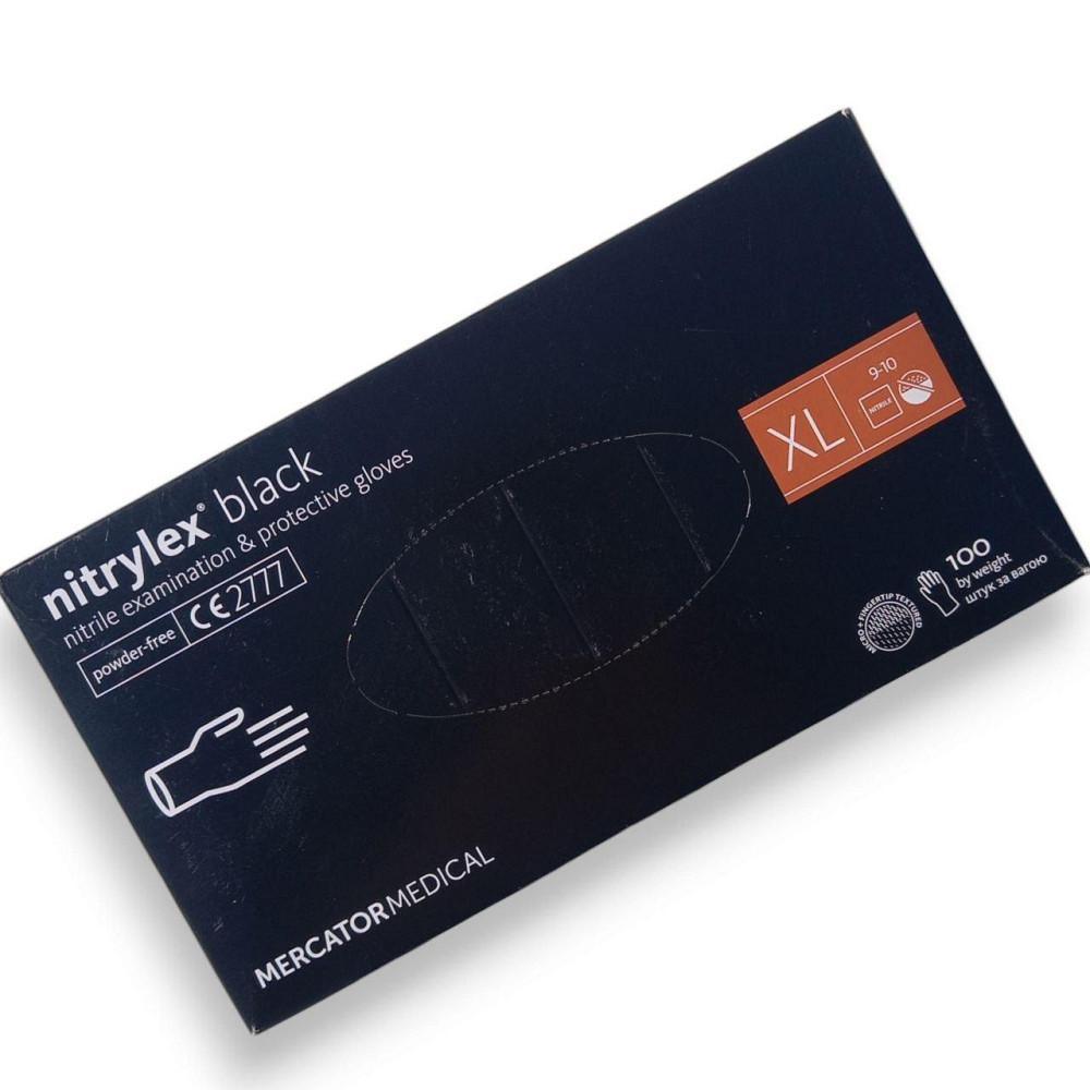 Рукавиці нітрилові чорні Nitrylex нестерильні неопудрені 100 шт./пач. (Розмір L) Харків - фото 6