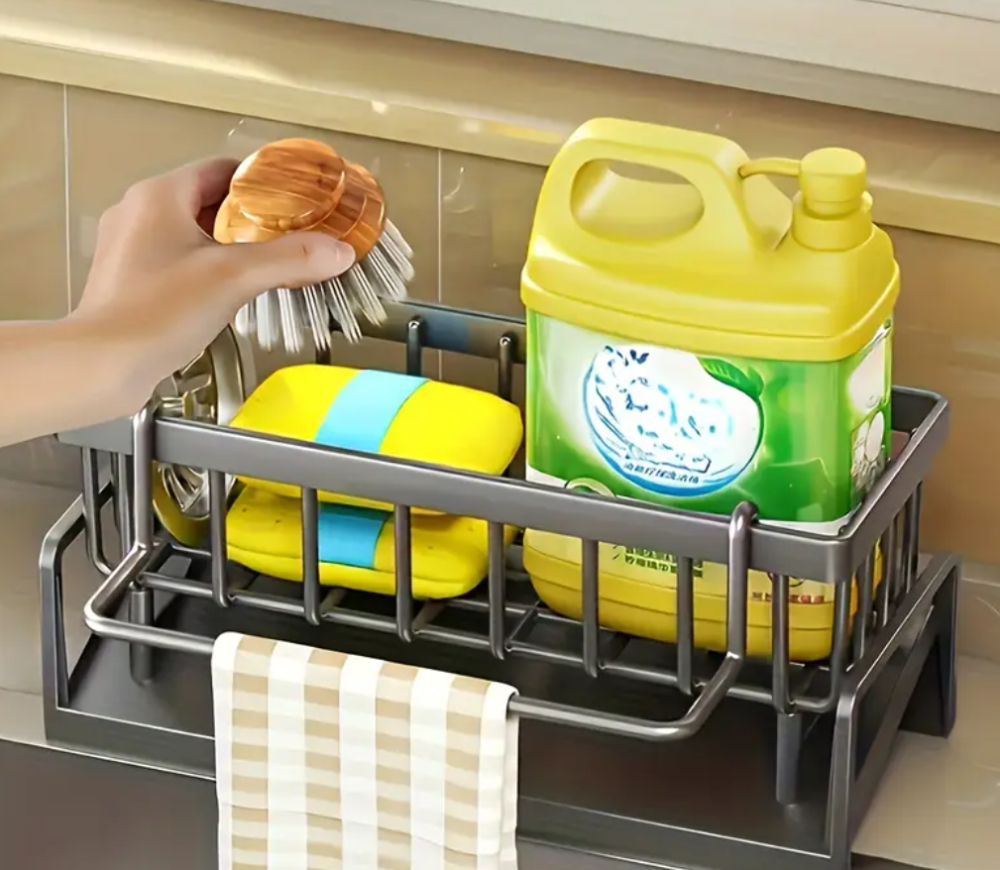 Органайзер для губок, тряпок и моющих средств с поддоном и сливом, настольный, 23×10×9 см Одесса - изображение 1