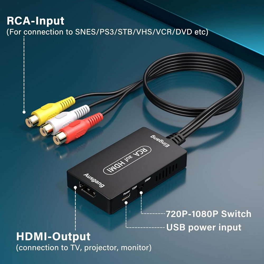 Конвертер RCA в HDMI AV to HDMI адаптер композитный CVBS 1080P поддержка PAL/NTSC для PS2 PS3 Xbox SNES N64 Киев - изображение 4