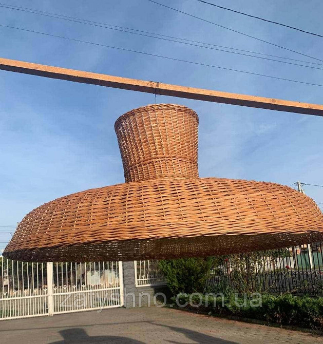 Велика плетена люстра з лози Київ - фото 5