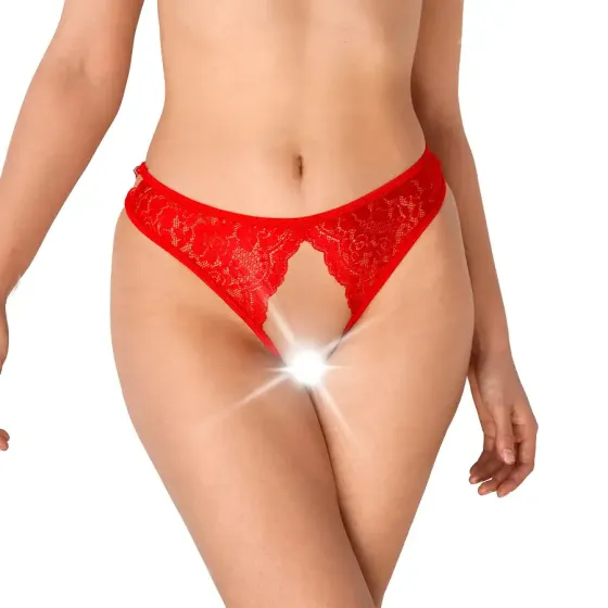 Мереживні трусики з відкритим доступом Art of Sex - Mia, розмір L-2XL, Червоний Львов