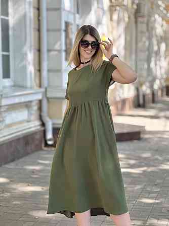 Літня сукня міді вільного крою "Ordinary" оптом | Батал 54-56, Хакі Київ