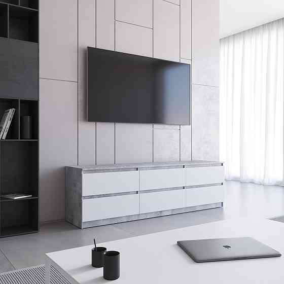 Тумба под телевизор VAYS R-12, 6 ящиков без ручек, ЛДСП, 180×40×53 см Львов