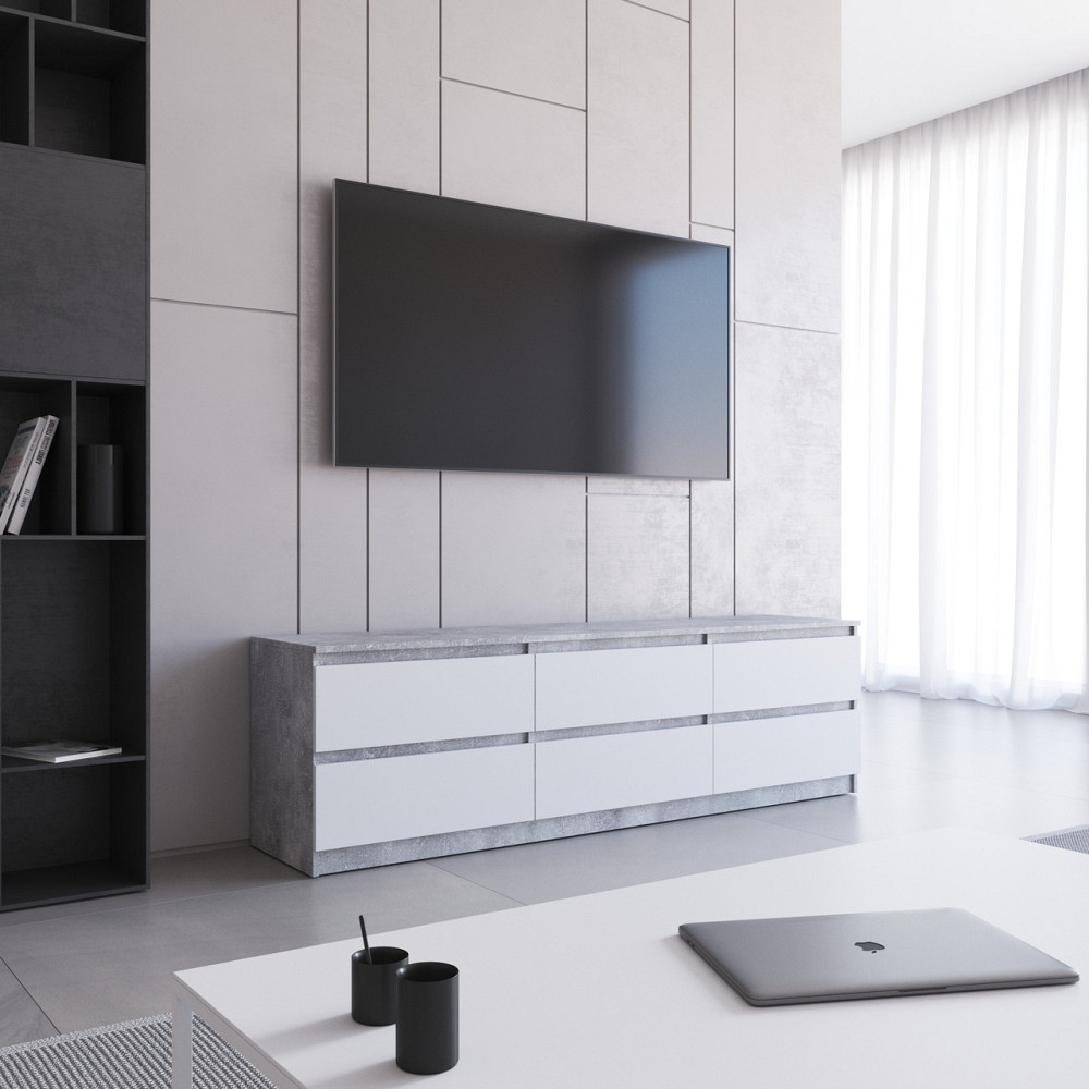 Тумба под телевизор VAYS R-12, 6 ящиков без ручек, ЛДСП, 180×40×53 см Львов - изображение 5