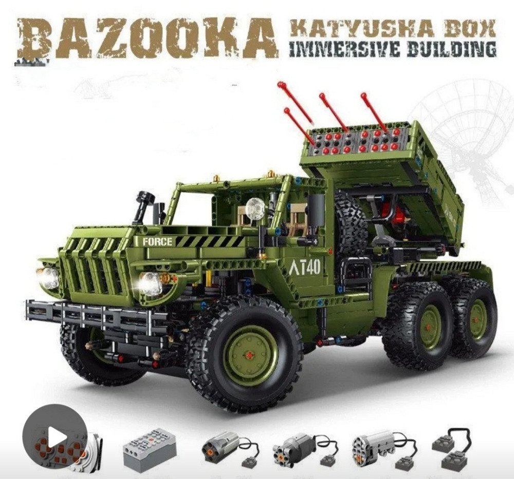Детский конструктор Taigaole T4011 Ракетная установка Урал-4320, 2268 деталей, радиоуправляемая модель военного грузовика Киев - изображение 1