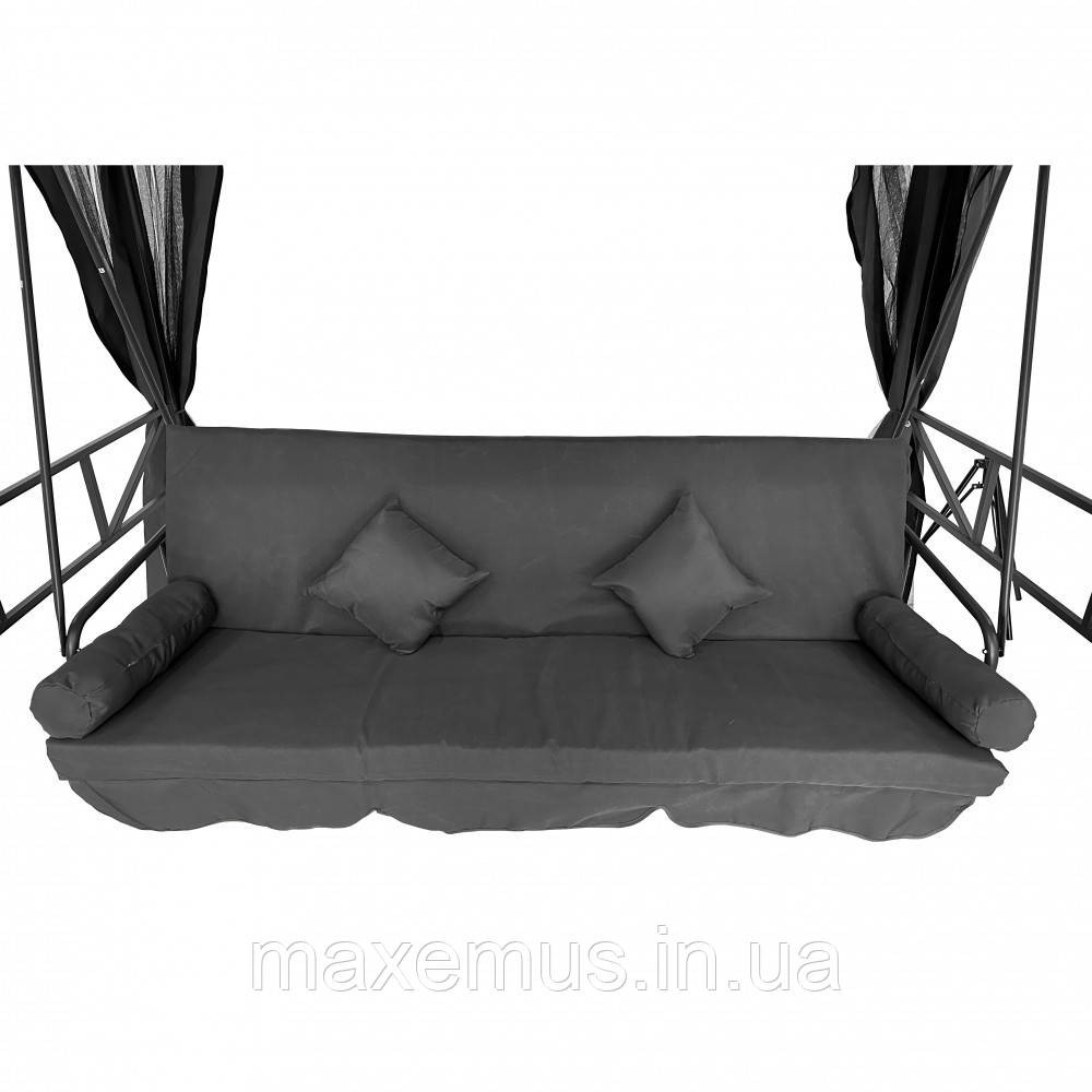 Садовые качели B0 02 с навесом подушками и москитной сеткой качели для сада и дачи серая Мостиска - изображение 7