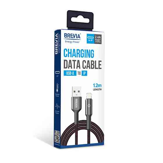 Кабель Brevia USB to Lightning 2,4А 1,2м, чорний box (54120BULC1) Львів