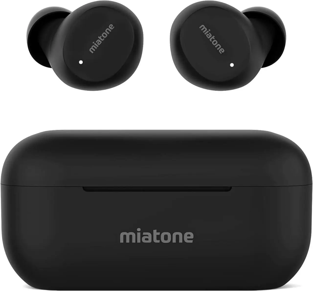 Бездротові навушники MIATONE Austin Bluetooth 5.1 з прогумованим покриттям та автономністю до 40 годин Матовий чорний Київ - фото 8