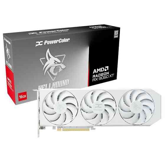 Відеокарта AMD Radeon RX 9060 XT 16 GB GDDR6 Hellhound Spectral White PowerColor (RX9060XT 16G-L/OC/WHITE) ( Харьков