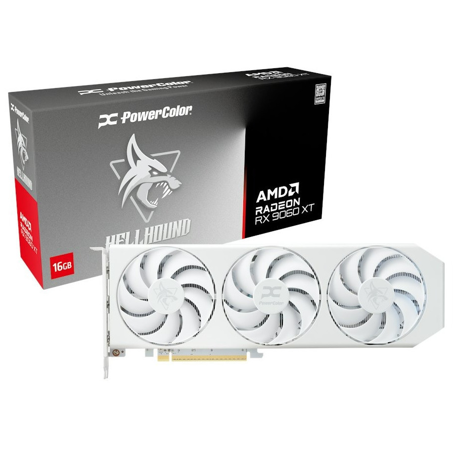 Відеокарта AMD Radeon RX 9060 XT 16 GB GDDR6 Hellhound Spectral White PowerColor (RX9060XT 16G-L/OC/WHITE) ( white ) Харків - фото 1