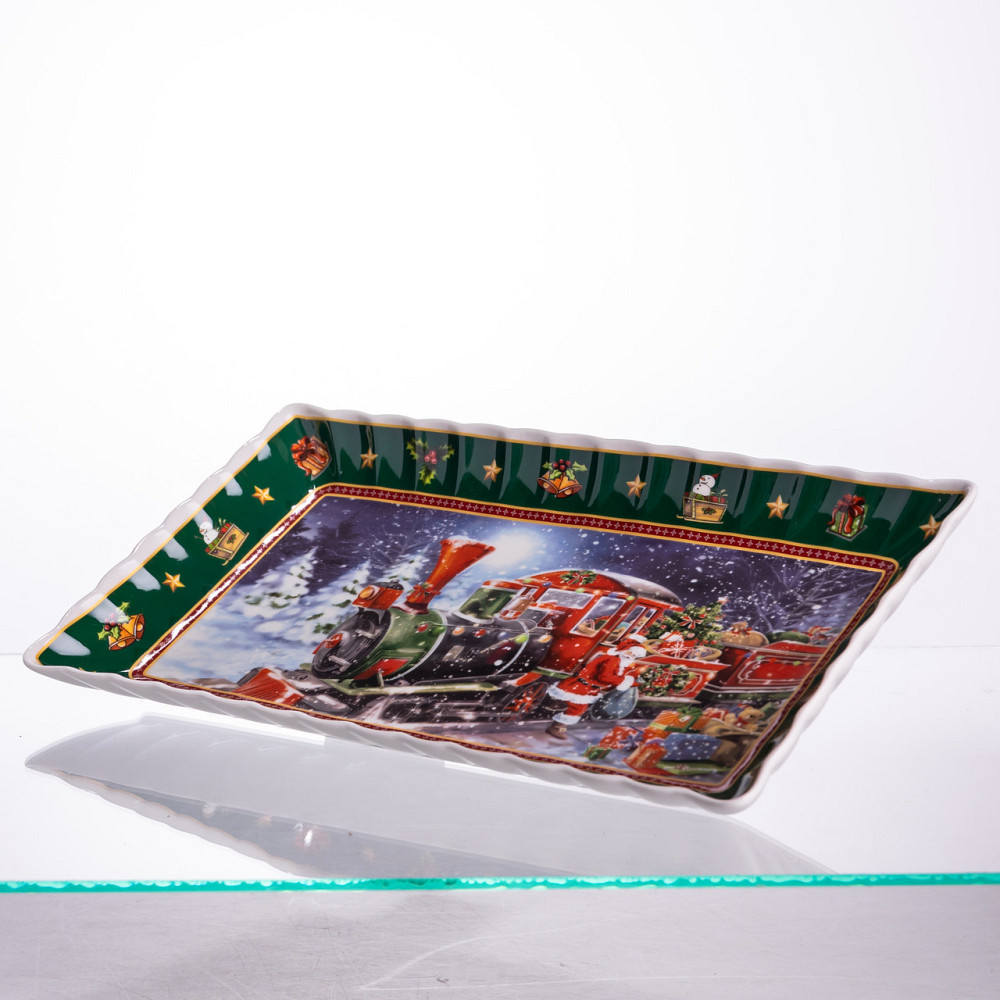 Сервірувальне новорічне блюдо для закусок з порцеляни Santa 30,5×17,5×2,5 (см) HP-SDHK-22 Київ - фото 2