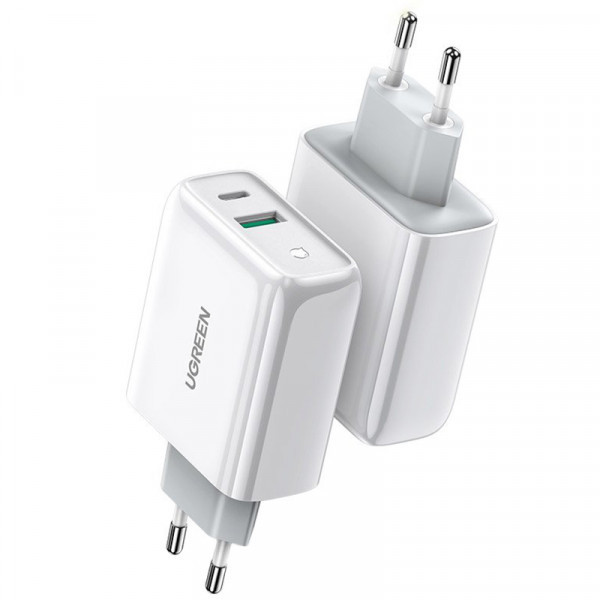 Зарядний пристрій 2xUSB 38W (1хUSB-A+1xType-C) Wall Charger Білий CD170 Ugreen (60468) Київ - фото 2