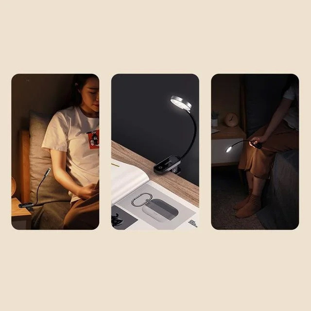 Універсальна акумуляторна LED лампа на кліпсі Baseus Comfort Reading Mini Clip Lamp DGRAD-0G (Темно-сіра) Николаев - изображение 9