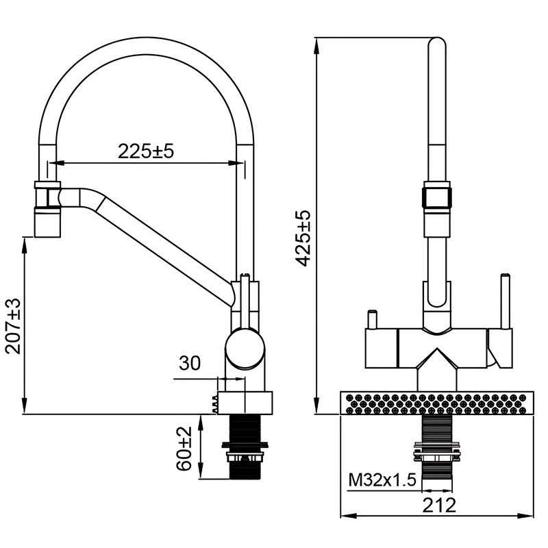 Кухонный смеситель Koer KB-74027-02 с функцией водопад и черным силиконовым изливом (KR5201) Харьков - изображение 4