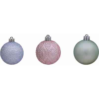 Ялинкова іграшка Chomik кульки з візерунком 9 шт, 6 см, зелений, рожевий, блакитний (5900779840638) Вінниця