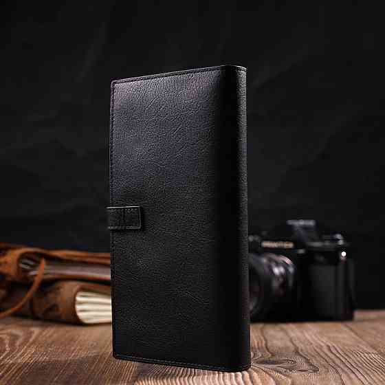 Женский тонкий кошелек из натуральной кожи Черный (Tony Bellucci) Киев