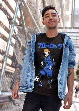 Футболка для хлопчика з аніме принтом Ренсуке Кунігамі Кунігамі Рін оверсайз (зріст від 165 до 180) Чорний AnimeJ1165m Дніпро