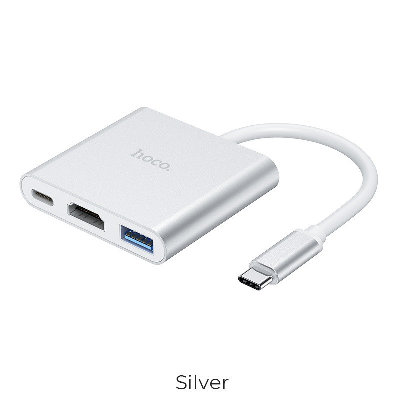 USB-хаб HOCO HB14 Easy use Type-C adapter(Type-C to USB3.0+HDMI+PD) Silver Київ - фото 7
