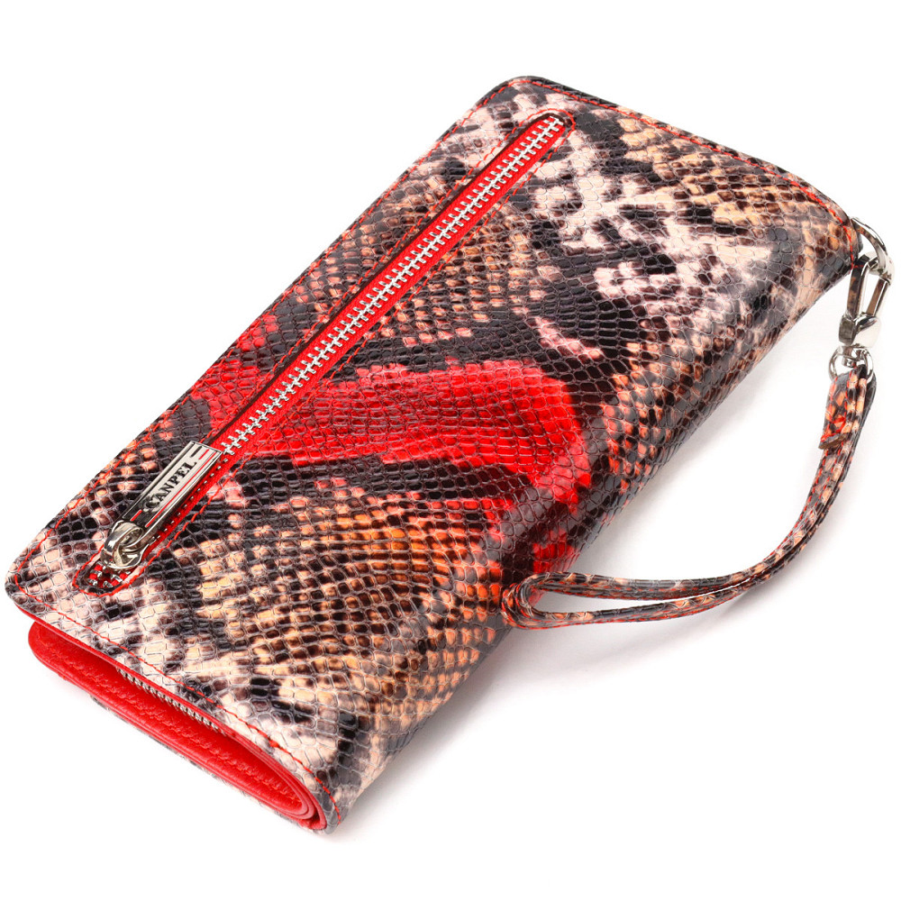 Лаковане портмоне клатч з натуральної шкіри з тисненням під змію CANPELLINI 21541 Різнокольорове Київ - фото 2