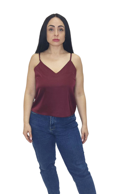 Шовкова майка на тонких бретельках Бордовий 3XL/4XL Харків - фото 7