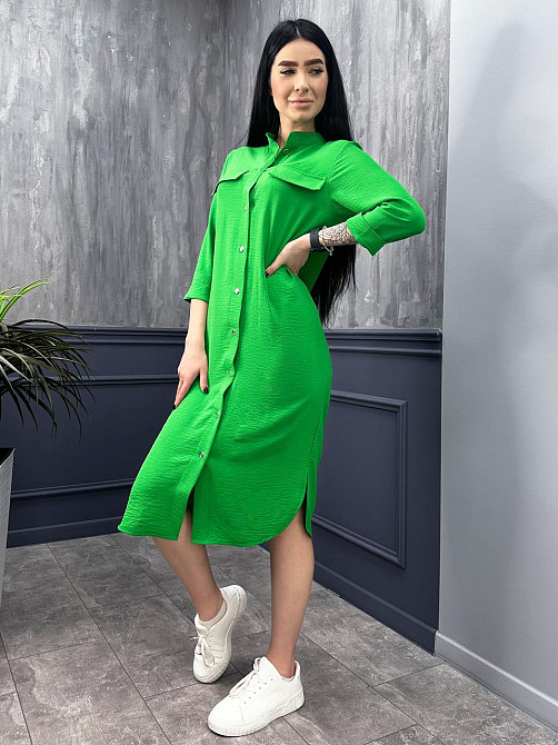 Довга сукня-сорочка з поясом "Marcella" оптом | Норма | Розпродаж моделі Київ - фото 6