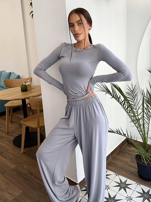 Жіночий базовий прогулянковий костюм двійка: лонгслів і штани турецька віскоза Одеса - фото 9
