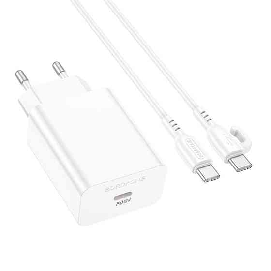 Мережевий зарядний пристрій з кабелем BOROFONE BA21A Pro Long journey single port PD20W charger set(C to C) Одеса