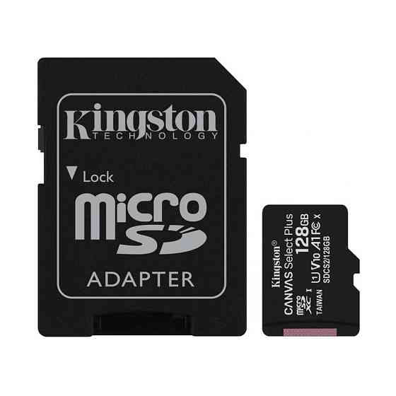 Карта пам'яті microSDXC Kingston 128GB Canvas Select Plus Class 10 UHS-I + SD-адаптер (SDCS2/128GB) Київ
