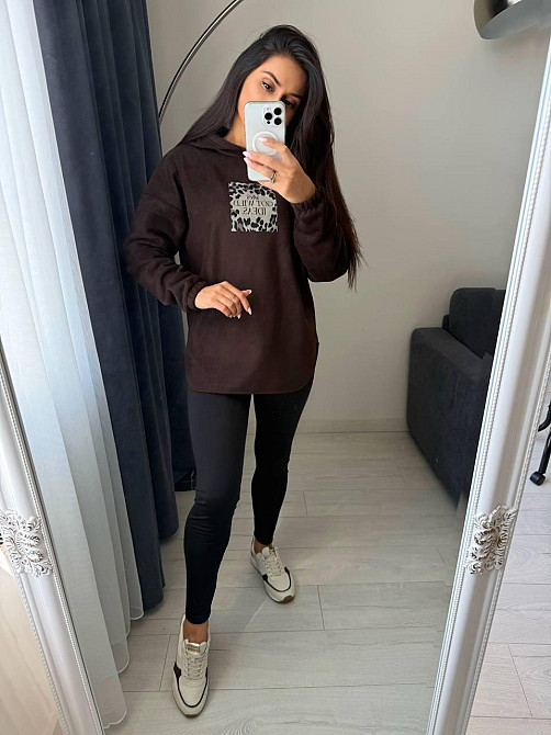 Жіночий теплий костюм-двійка: кофта та лосини двосторонній Polar Фліс + дайвінг на флісі Шоколад, 50/52 Одеса - фото 6