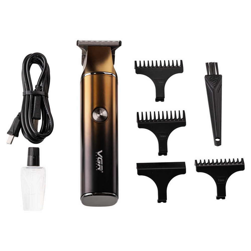 Триммер для стрижки VGR V-986 с насадками и USB, золото Киев - изображение 3